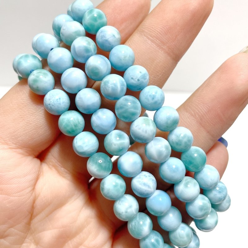 4 Pieces Larimar 7mm Larimar Bracelet - Wholesale Crystals