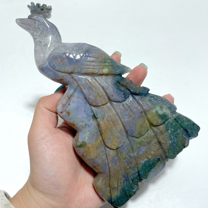 4 Pieces Ocean Jasper Peacock Peafowl Carving - Wholesale Crystals