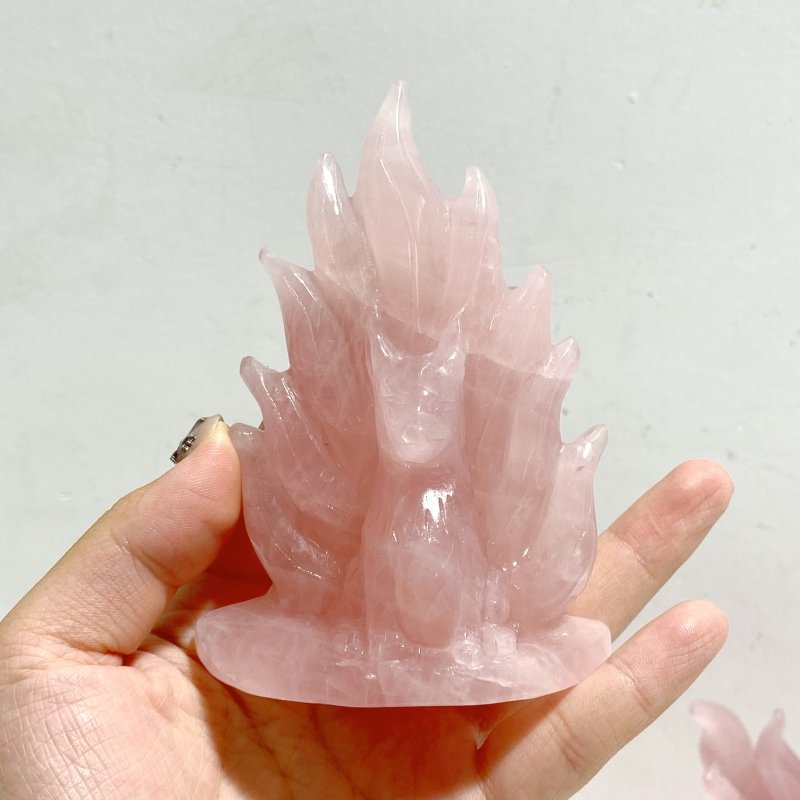 4 Pieces Rose Quartz Nine-tailed fox Carving -Wholesale Crystals