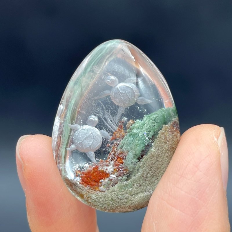 4 Pieces Sea Turtle Garden Quartz Inner Scene Carving -Wholesale Crystals