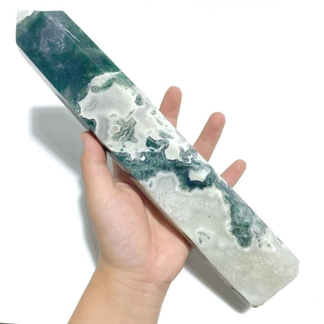4 Pieces Tall Geode Druzy Moss Agate Tower Points - Wholesale Crystals