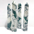 4 Pieces Tall Geode White Moss Agate Points - Wholesale Crystals