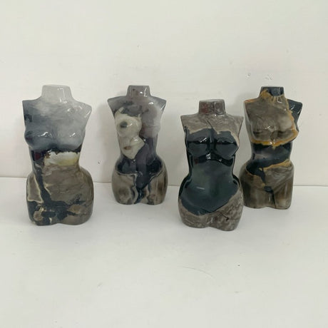 4 Pieces Volcano Agate Goddess Carving (UV - Reactive) - Wholesale Crystals