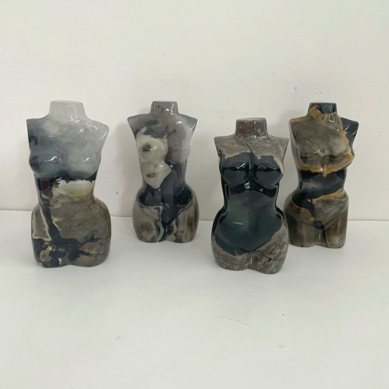 4 Pieces Volcano Agate Goddess Carving (UV - Reactive) - Wholesale Crystals