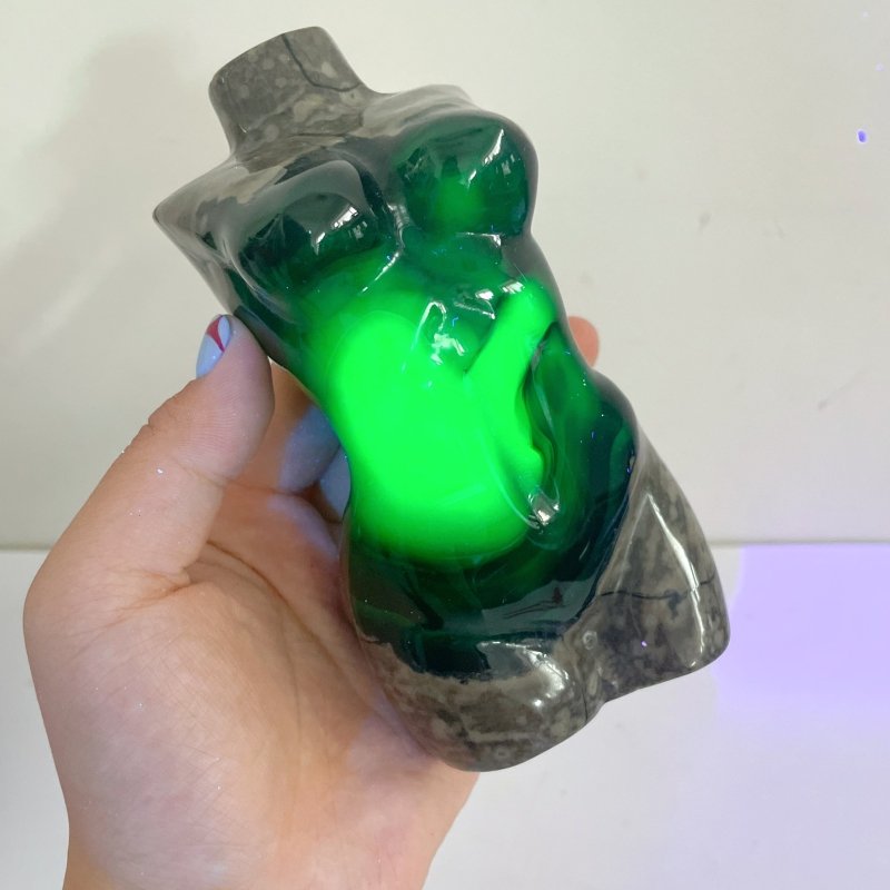 4 Pieces Volcano Agate Goddess Carving (UV - Reactive) - Wholesale Crystals