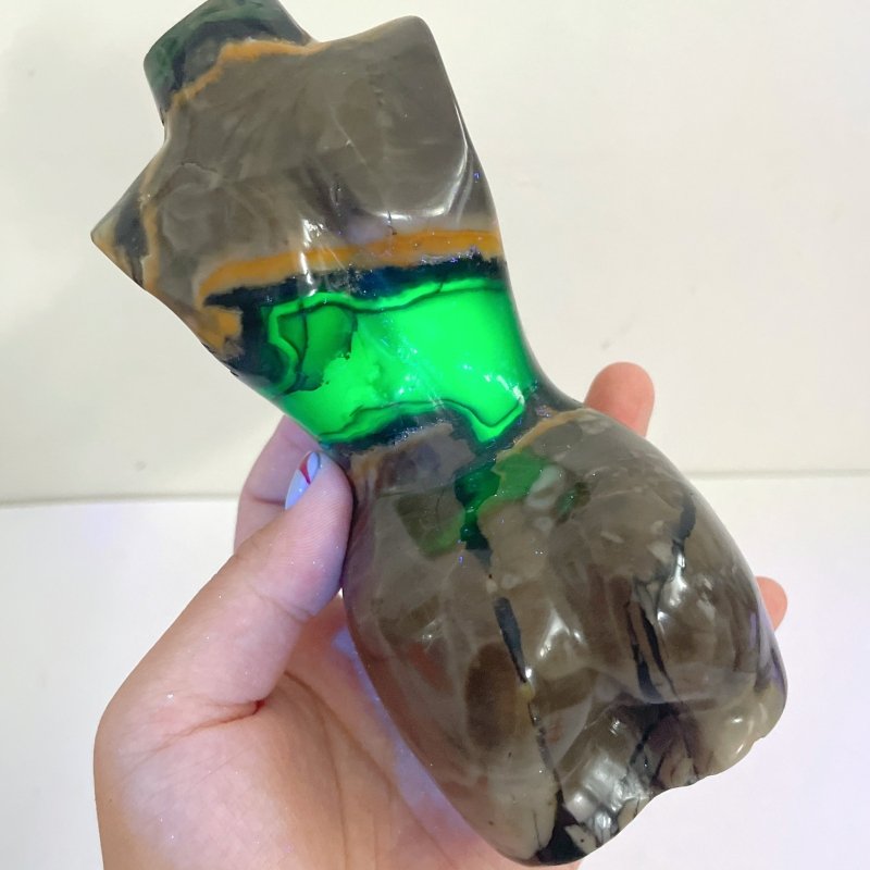 4 Pieces Volcano Agate Goddess Carving (UV - Reactive) - Wholesale Crystals