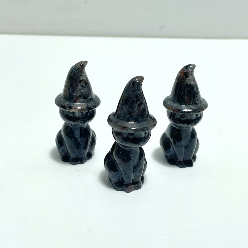 4 Types Halloween Ghost Cat Carving Wholesale Moss Agate Labradorite Yooperlite Yellow Calcite - Wholesale Crystals