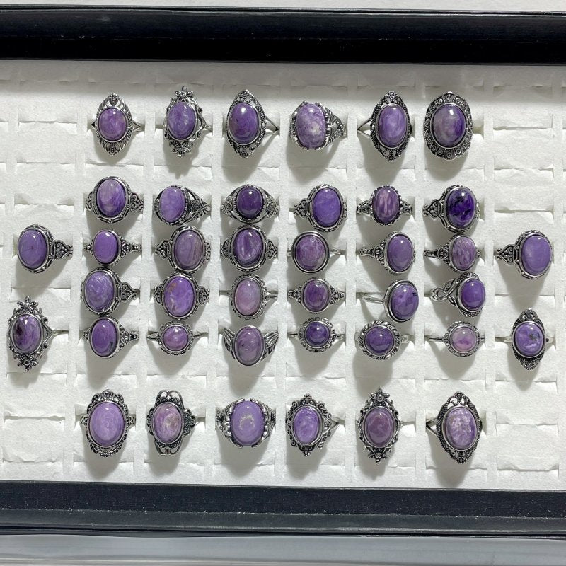 40 Pieces Charoite Different Styles Ring 6 - Wholesale Crystals
