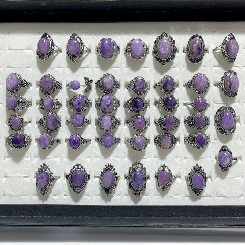 44 Pieces Charoite Different Styles Ring 4 - Wholesale Crystals