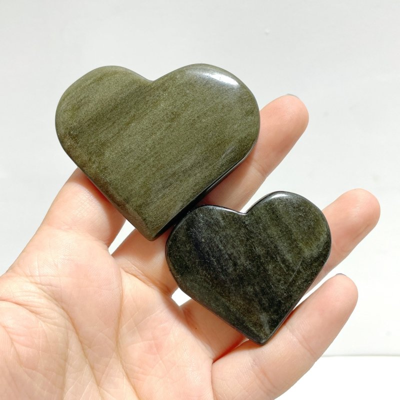 4.5 - 7.5cm Gold Sheen Obsidian Heart Wholesale - Wholesale Crystals