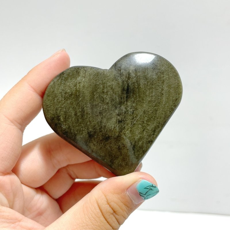 4.5 - 7.5cm Gold Sheen Obsidian Heart Wholesale - Wholesale Crystals