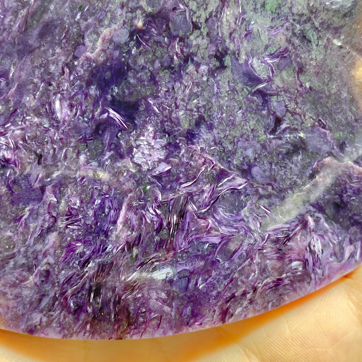 Large Charoite Moon Carving With Stand #7