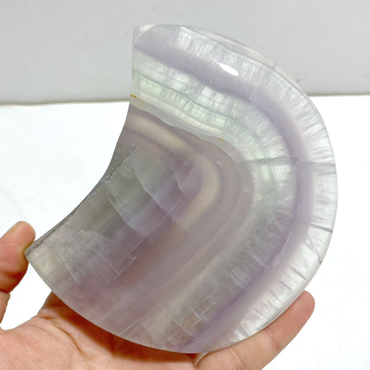 7 Pieces Fluorite Moon Carving With Stand