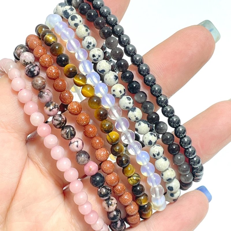 4MM Mini Beads Bracelet Wholesale Opalite Hematite Tiger Eye - Wholesale Crystals