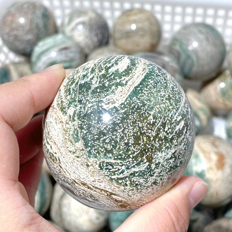 5 - 6.5cm Green Striped Jasper Spheres Ball Wholesale - Wholesale Crystals