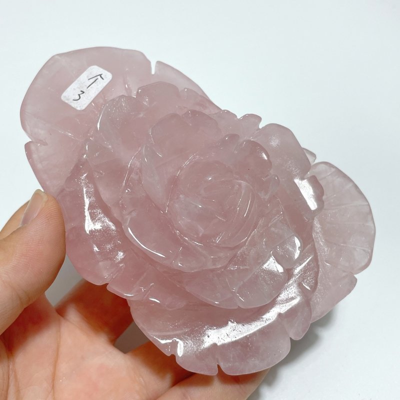 5 Pairs Beautiful Rose Quartz Flower Carving With Stand - Wholesale Crystals
