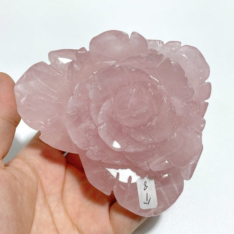 5 Pairs Beautiful Rose Quartz Flower Carving With Stand - Wholesale Crystals