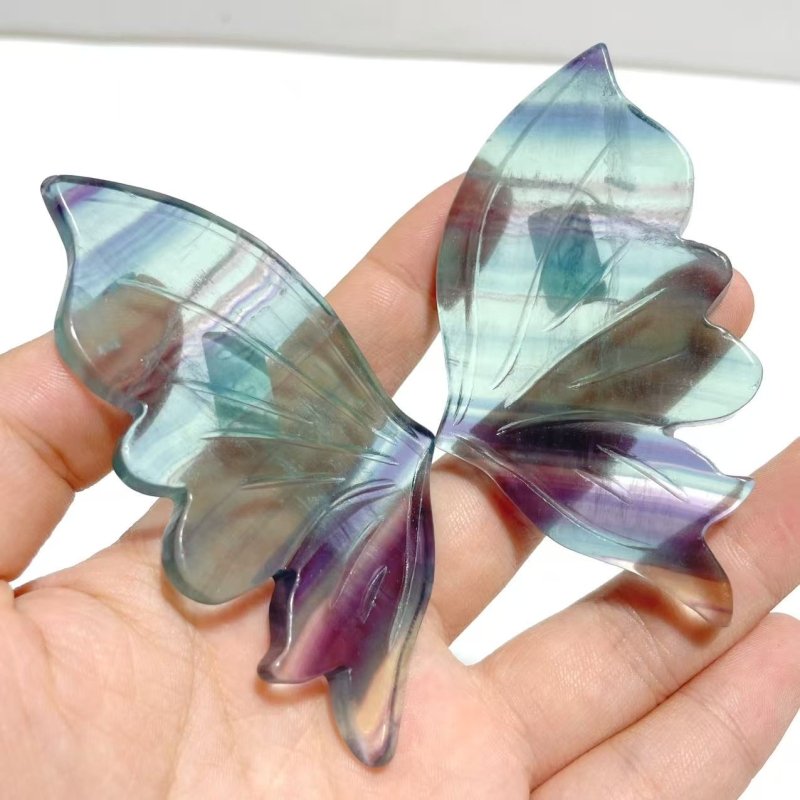5 Pairs Beautiful Small Fluorite Symmetry Butterfly Wing With Stand - Wholesale Crystals