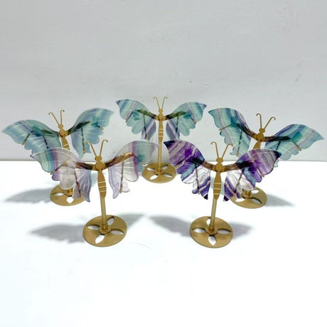 5 Pairs Beautiful Small Fluorite Symmetry Butterfly Wing With Stand - Wholesale Crystals