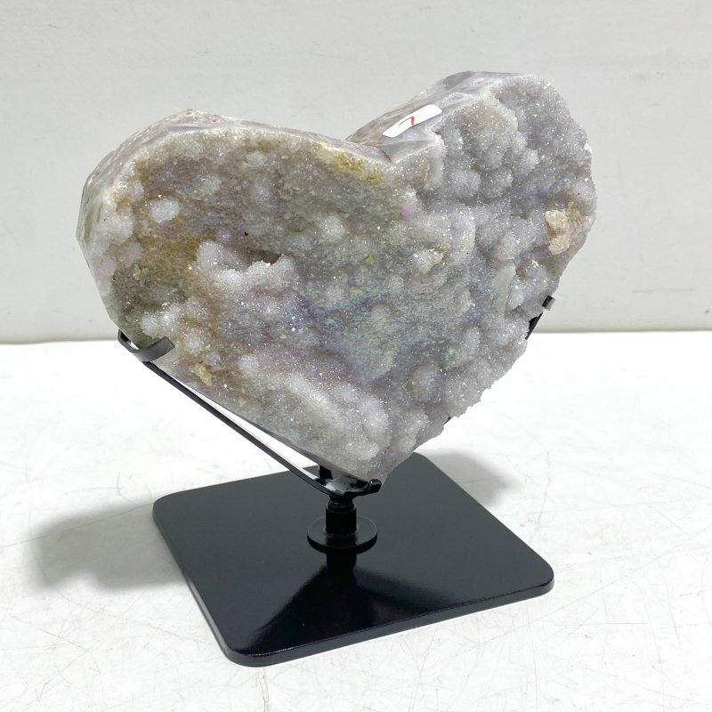 5 Pieces Aura Quartz Cluster Heart With Stand 5 - Wholesale Crystals