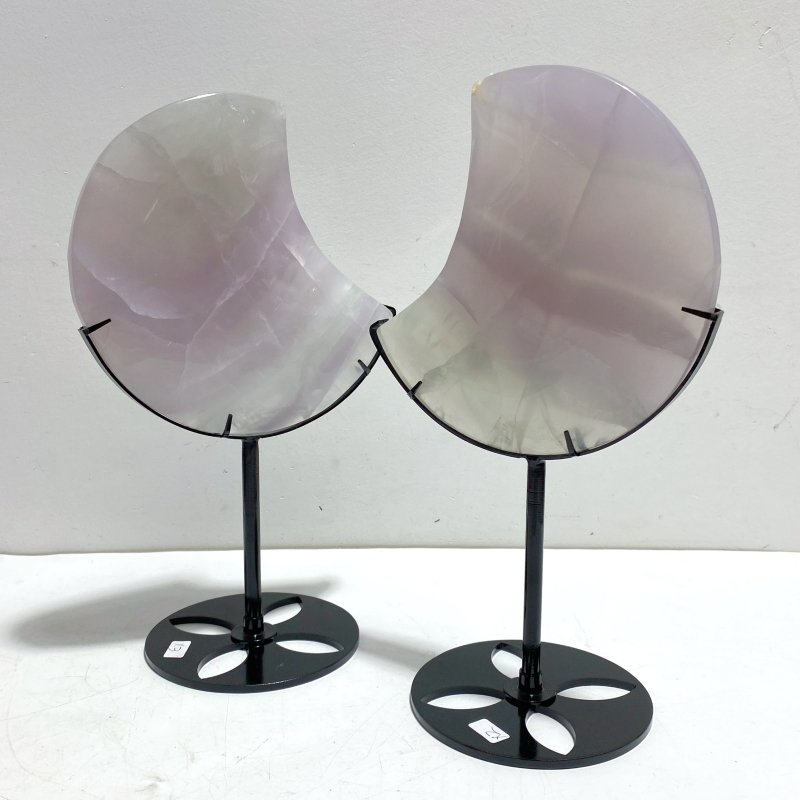 5 Pieces Fluorite Moon Carving With Stand - Wholesale Crystals