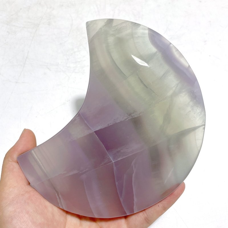 5 Pieces Fluorite Moon Carving With Stand - Wholesale Crystals