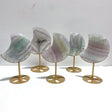 5 Pieces Fluorite Moon Carving With Stand - Wholesale Crystals