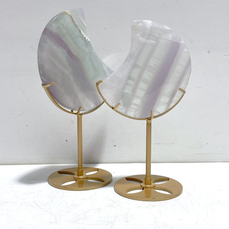 5 Pieces Fluorite Moon Carving With Stand - Wholesale Crystals