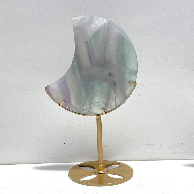 5 Pieces Fluorite Moon Carving With Stand - Wholesale Crystals