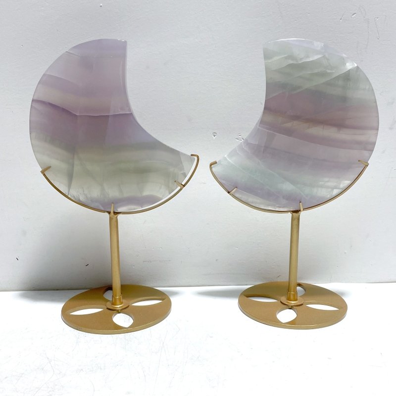 5 Pieces Fluorite Moon Carving With Stand - Wholesale Crystals