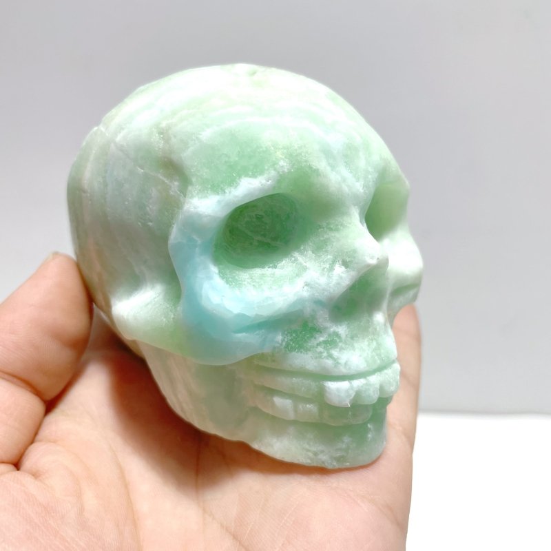 5 Pieces Green Calcite Skull Carving - Wholesale Crystals
