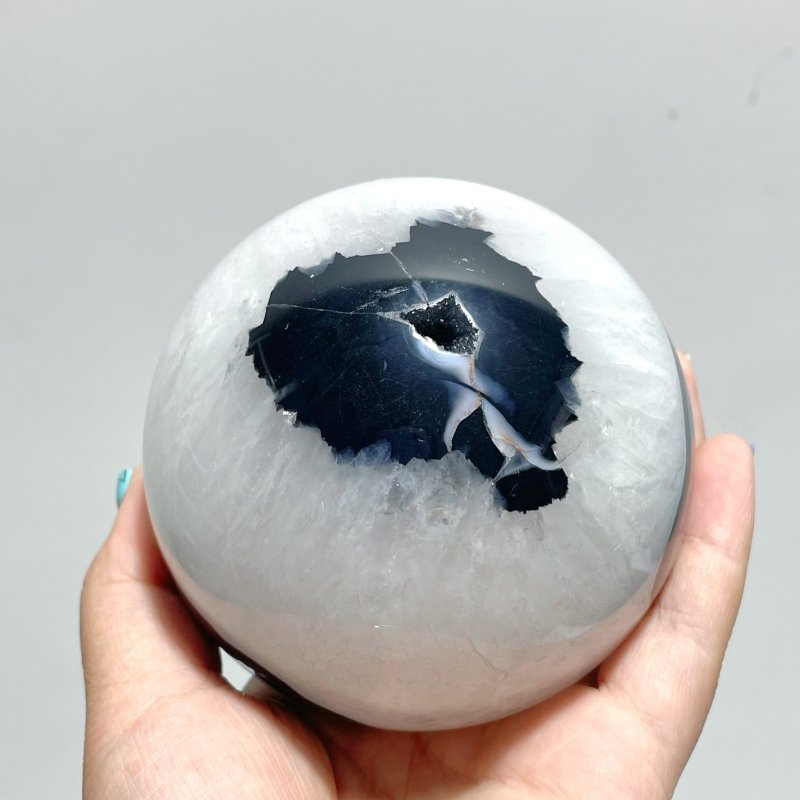 5 Pieces Large Black Agate Mixed Quartz Spheres - Wholesale Crystals