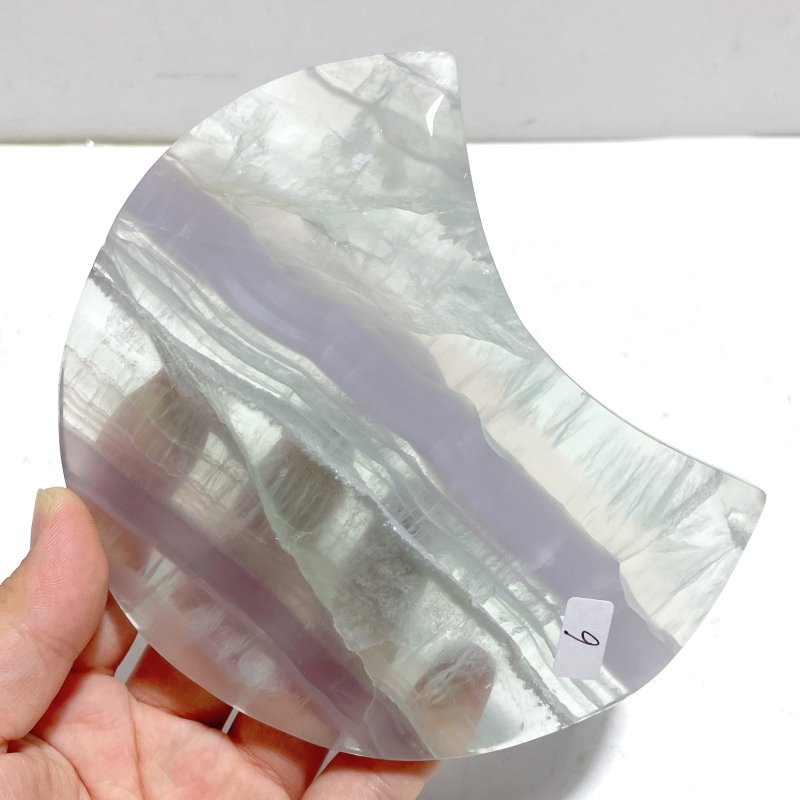 5 Pieces Large Fluorite Moon Carving With Stand - Wholesale Crystals
