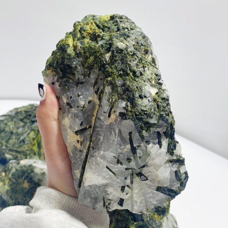 5 Pieces Large Raw Green Tourmaline In Quartz Specimen - Wholesale Crystals