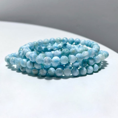5 Pieces Larimar 6mm Bracelet Dominican Republic Larimar - Wholesale Crystals