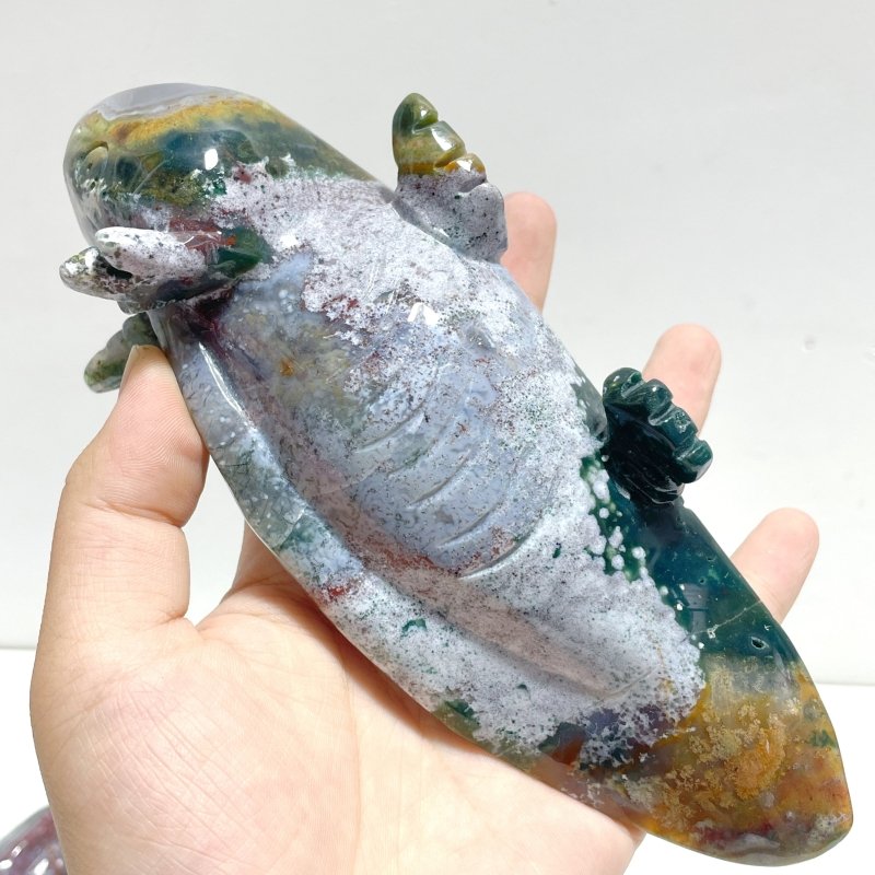 5 Pieces Ocean Jasper Chinese Giant Salamander Carving - Wholesale Crystals