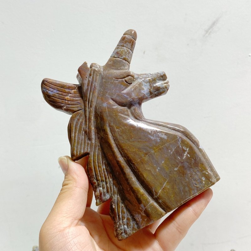 5 Pieces Ocean Jasper Unicorn Carving Closeout - Wholesale Crystals