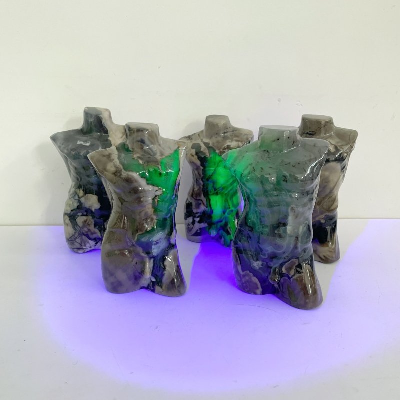 5 Pieces Volcano Agate Male Body Carving (UV - Reactive) - Wholesale Crystals