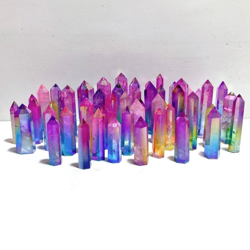 52 Pieces Aura Clear Quartz Point - Wholesale Crystals