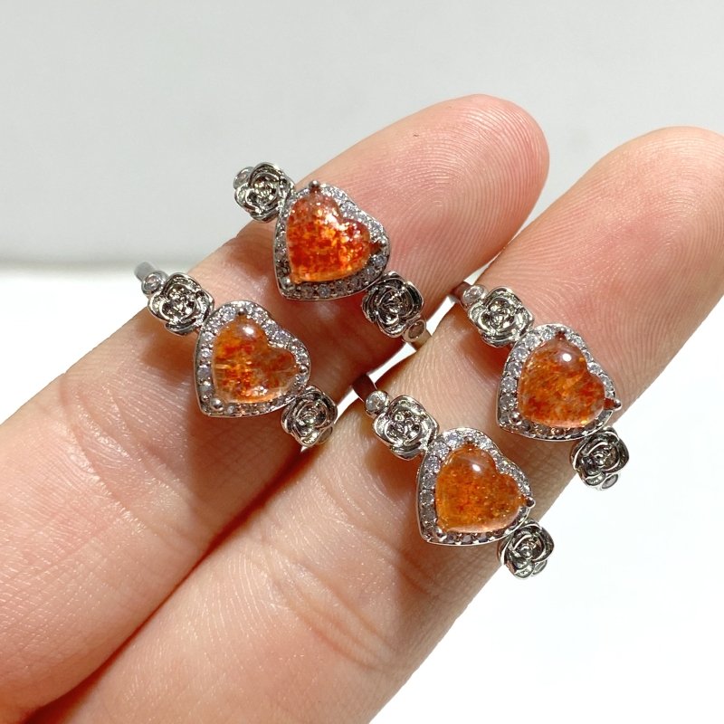 56 Pieces Beautiful Sunstone Heart Shape Ring 2 - Wholesale Crystals