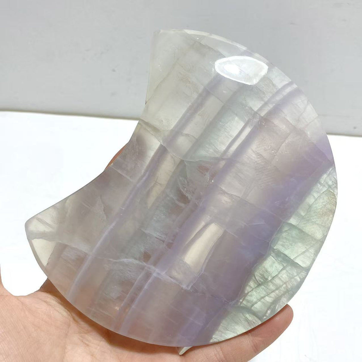 4 Pieces Fluorite Moon Carving With Stand