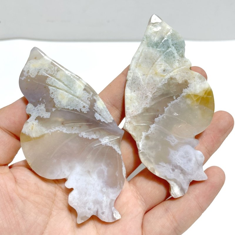 6 Pairs Sakura Flower Agate Butterfly Wing With Stand - Wholesale Crystals