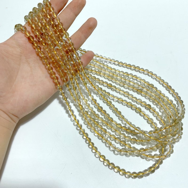 6 Pieces 6mm Rutile Quartz Beads 3 - Loop Bracelet/Necklace For DIY - Wholesale Crystals