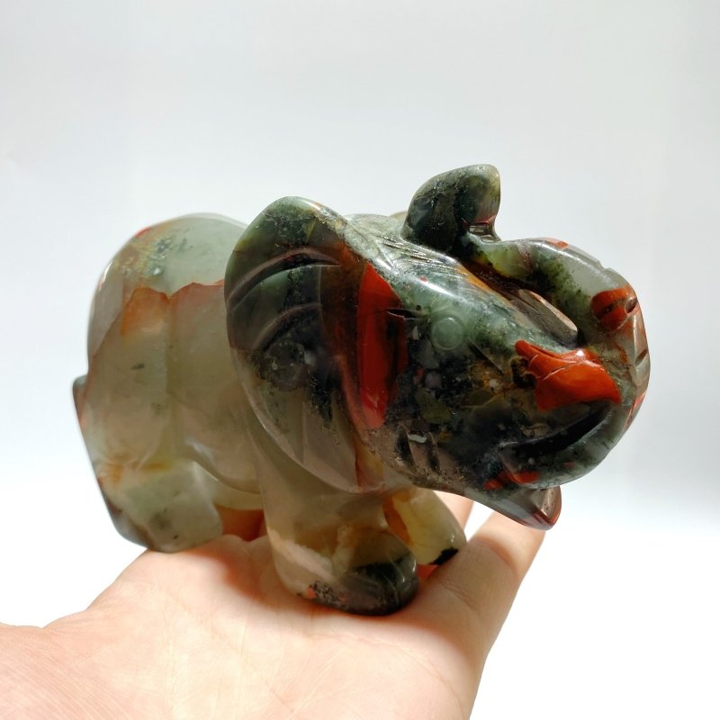 6 Pieces Africa Blood Stone Elephant Carving - Wholesale Crystals