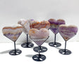 6 Pieces Amethyst Mixed Agate Heart With Stand - Wholesale Crystals