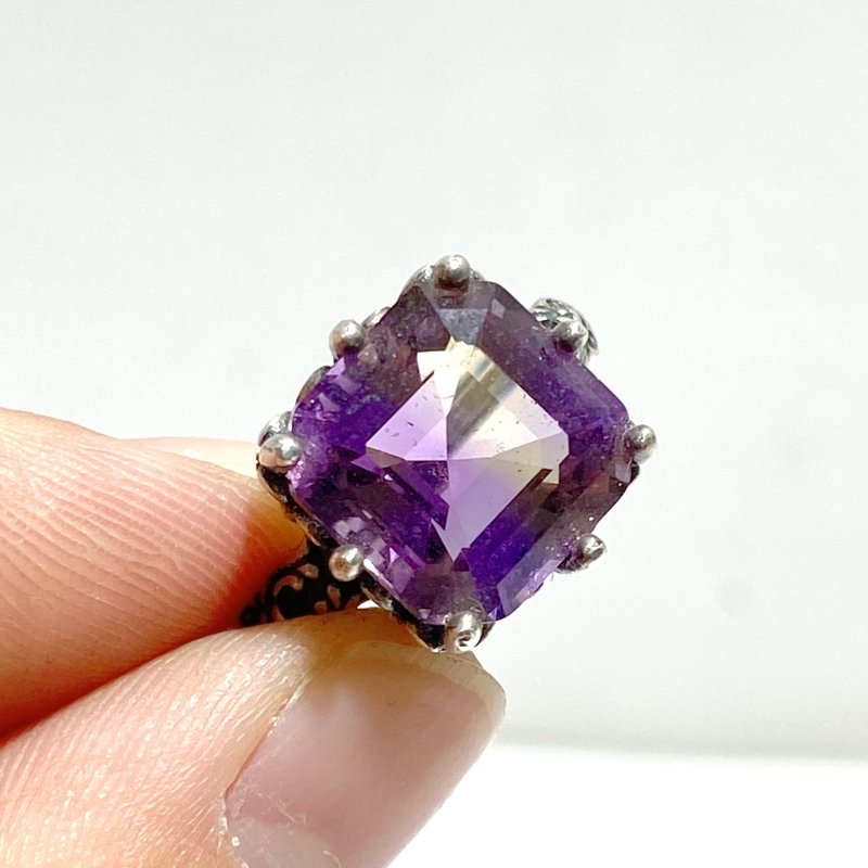 6 Pieces Ametrine Sugar Cube 925 Silver Ring - Wholesale Crystals