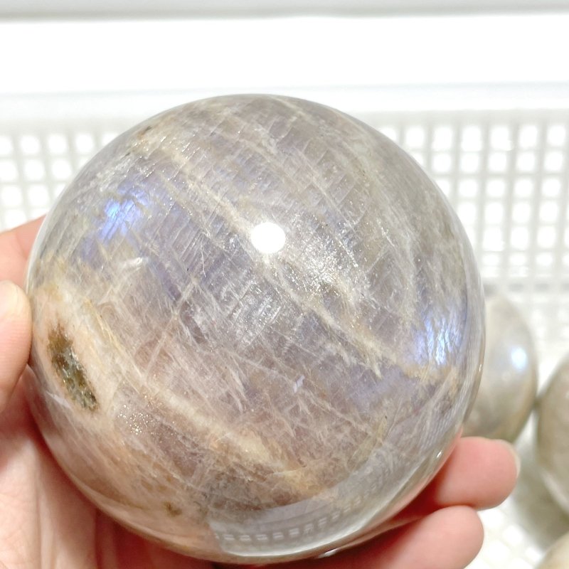 6 Pieces Big Sunstone Mixed Moonstone Spheres - Wholesale Crystals