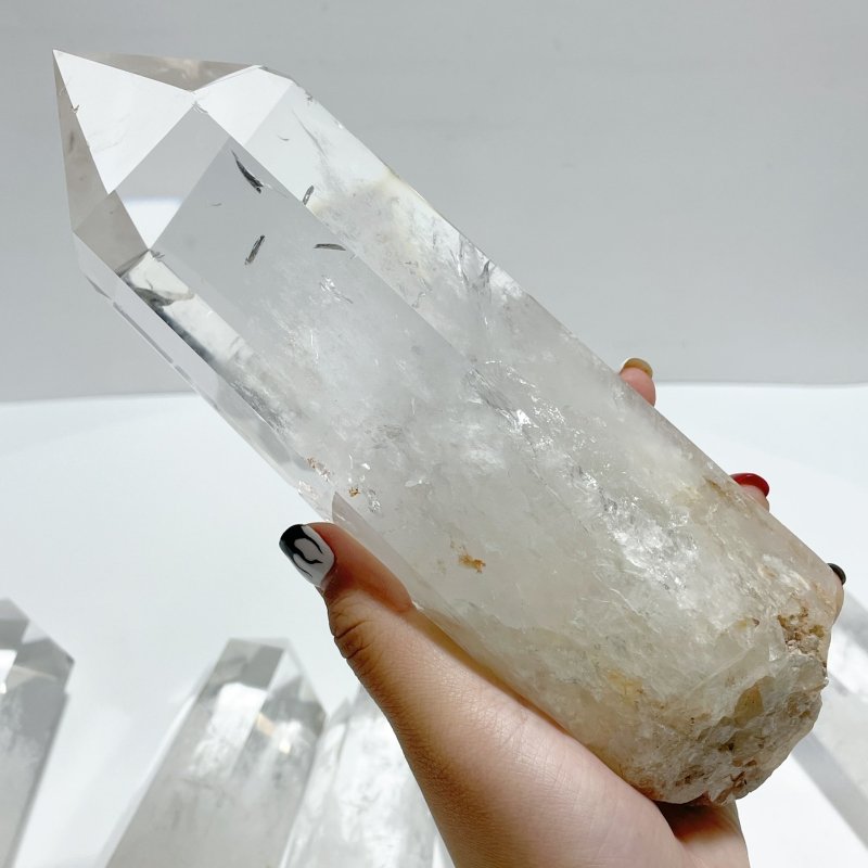 6 Pieces Clear Quartz Large Points Raw Bottom - Wholesale Crystals