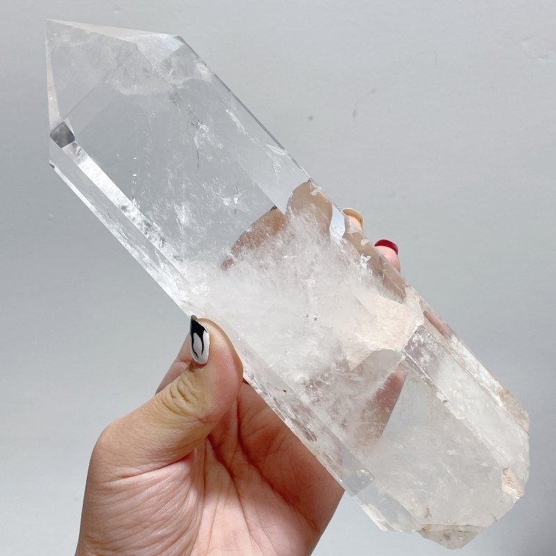 6 Pieces Clear Quartz Large Points Raw Bottom - Wholesale Crystals