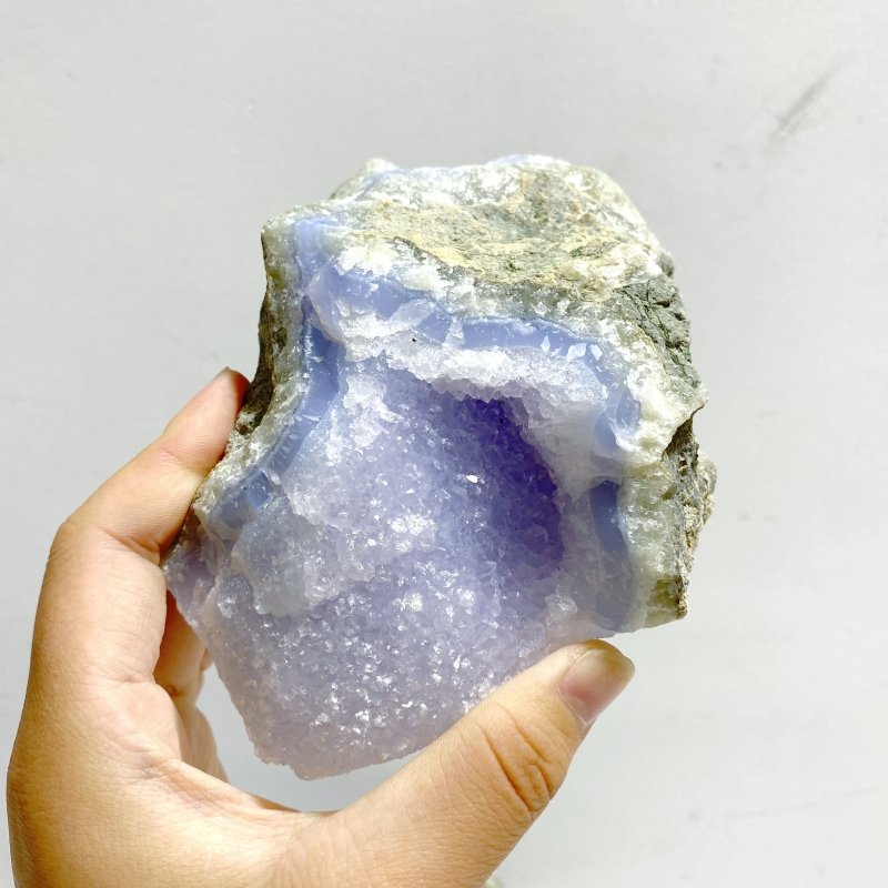 6 Pieces Geode Blue Chalcedony Druzy - Wholesale Crystals